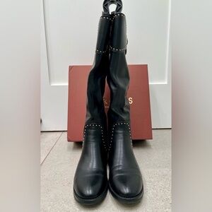 Elegant Black Studded Over the Knee Boots